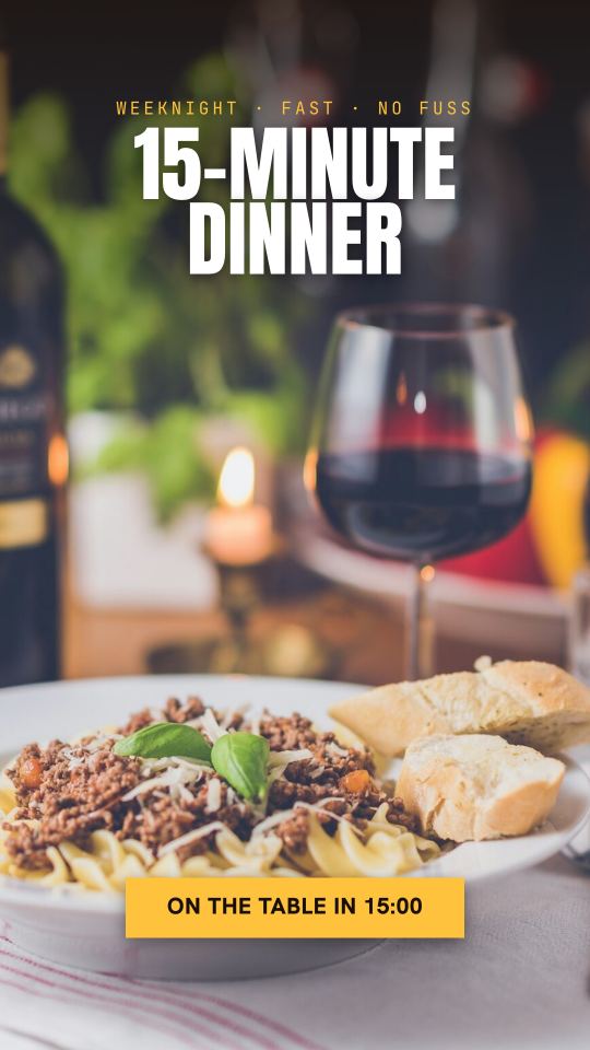 Big dinner-title card for a fast weeknight cook.