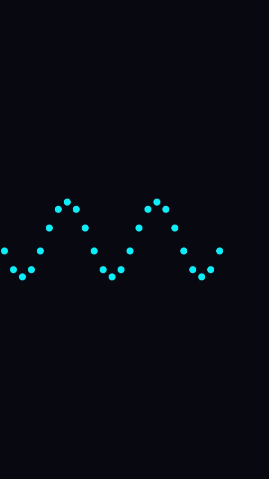 Cyan dots tracing a horizontal sinewave on dark navy.